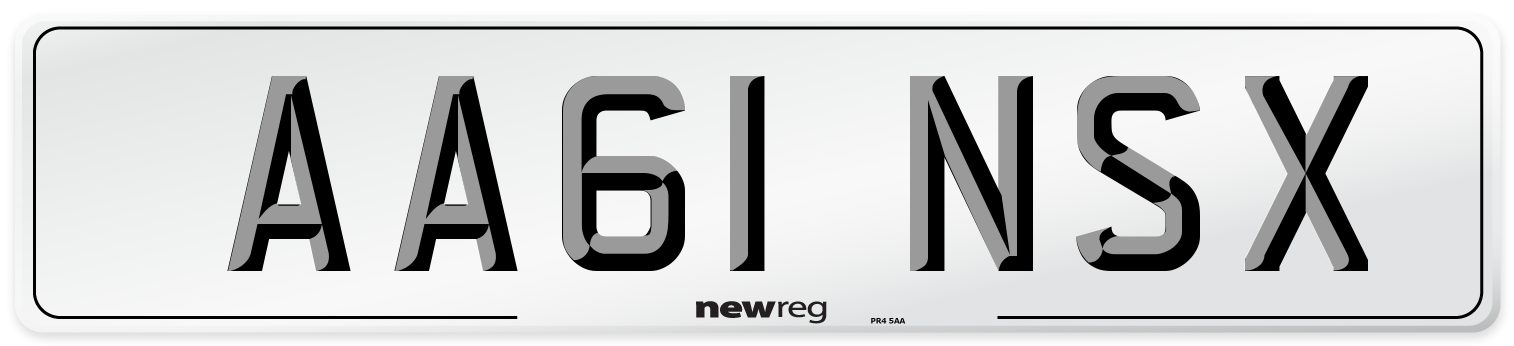 AA61 NSX Number Plate from New Reg